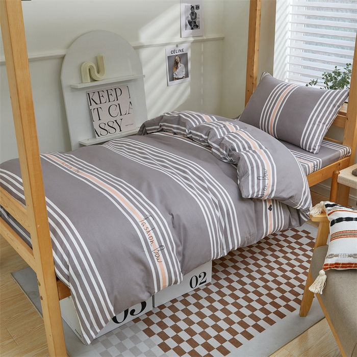 91家纺网 家纺一手货源 找家纺 杜先生 2023新款13372学生宿舍三件套纯棉三件套床单款 新都时尚-灰