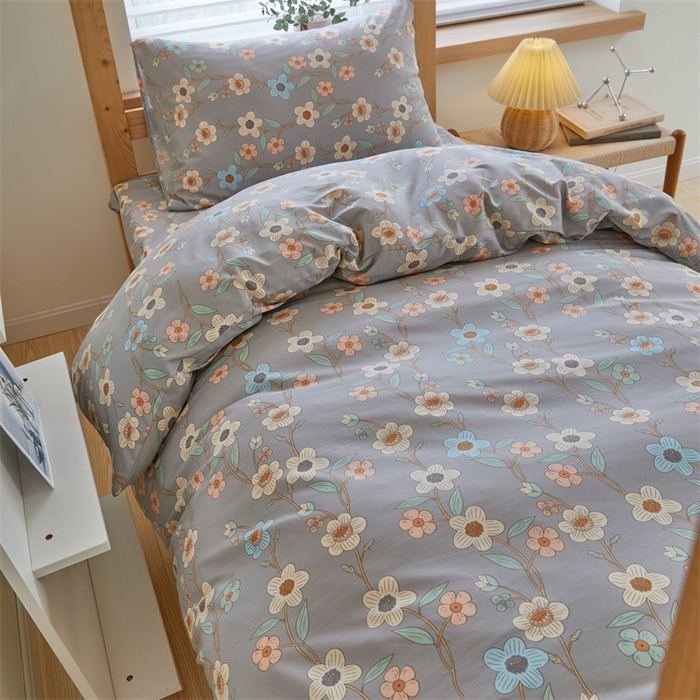 91家纺网 家纺一手货源 找家纺 杜先生 2023新款13372学生宿舍三件套纯棉三件套床单款 田园趣味