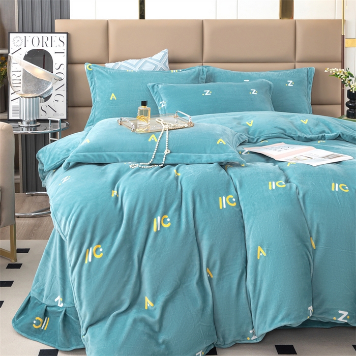 91家纺网 家纺一手货源 找家纺 优姿家纺 2024新款加厚全消光牛奶棉印花四件套 玩趣字母