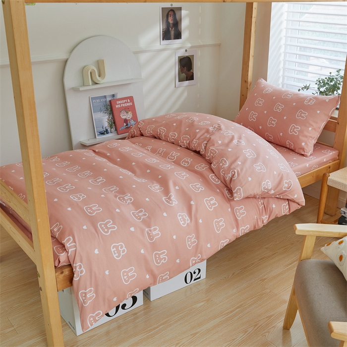 91家纺网 家纺一手货源 找家纺 杜先生 2023新款13372学生宿舍三件套纯棉三件套床单款 波比兔-粉