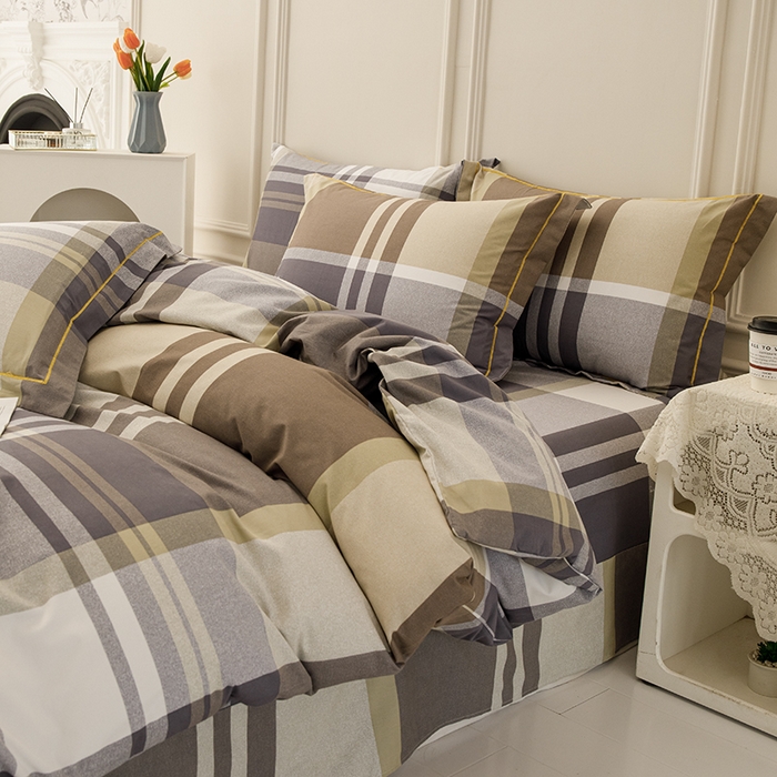 91家纺网 家纺一手货源 找家纺 新款50双股澳棉印花四件套定做任意尺寸 格子