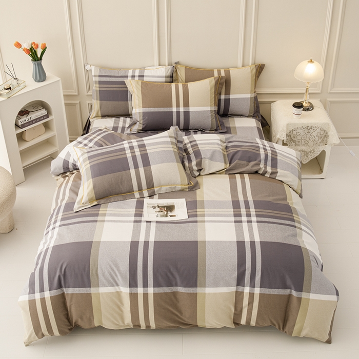 91家纺网 家纺一手货源 找家纺 新款50双股澳棉印花四件套定做任意尺寸 格子