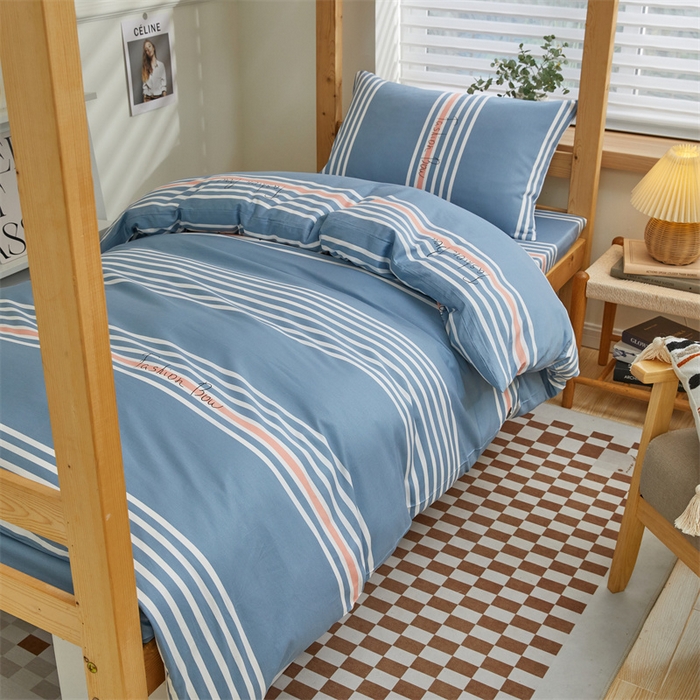 91家纺网 家纺一手货源 找家纺 杜先生 2023新款13372学生宿舍三件套纯棉三件套床单款 新都时尚-蓝