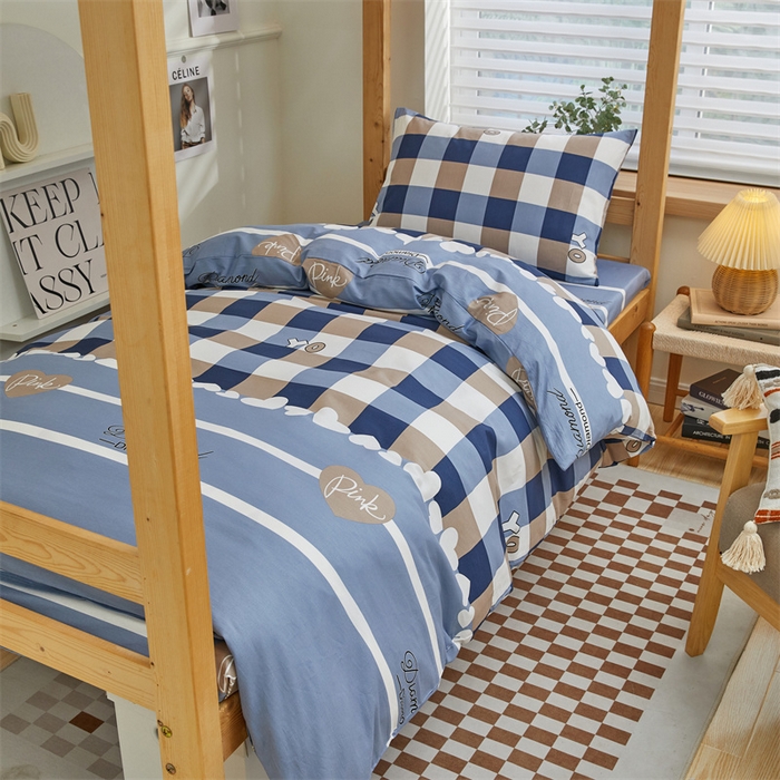 91家纺网 家纺一手货源 找家纺 杜先生 2023新款13372学生宿舍三件套纯棉三件套床单款 博曼-蓝