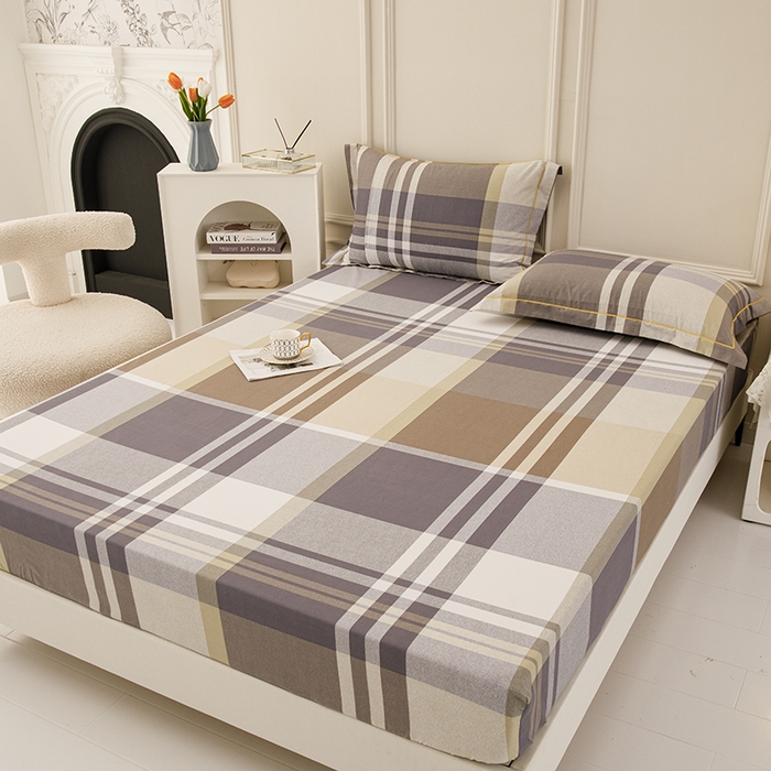 91家纺网 家纺一手货源 找家纺 新款50双股澳棉印花床笠定做定制任意尺寸 格子