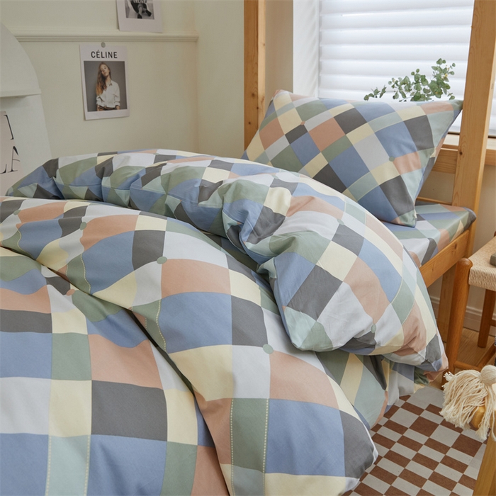 91家纺网 家纺一手货源 找家纺 杜先生 2023新款13372学生宿舍三件套纯棉三件套床单款 五彩格调