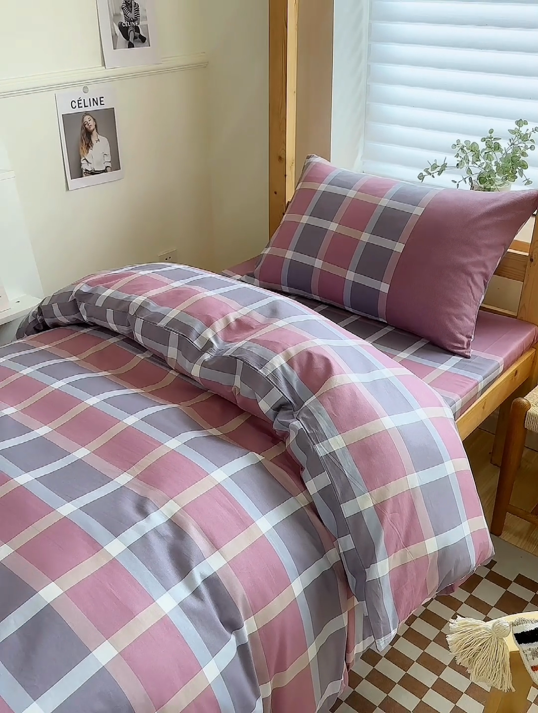 91家纺网 家纺一手货源 找家纺 杜先生 2023新款13372学生宿舍三件套纯棉三件套床单款 格调-粉