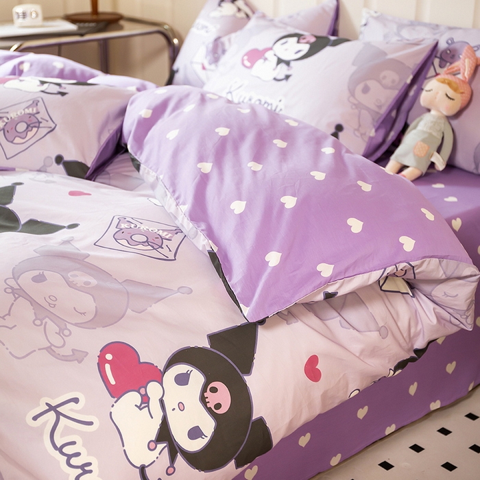 91家纺网 家纺一手货源 找家纺 博雅 2023新款三丽鸥卡通全棉四件套系列--第二批 开心库洛米