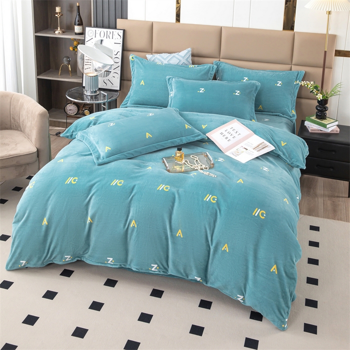 91家纺网 家纺一手货源 找家纺 优姿家纺 2024新款加厚全消光牛奶棉印花四件套 玩趣字母