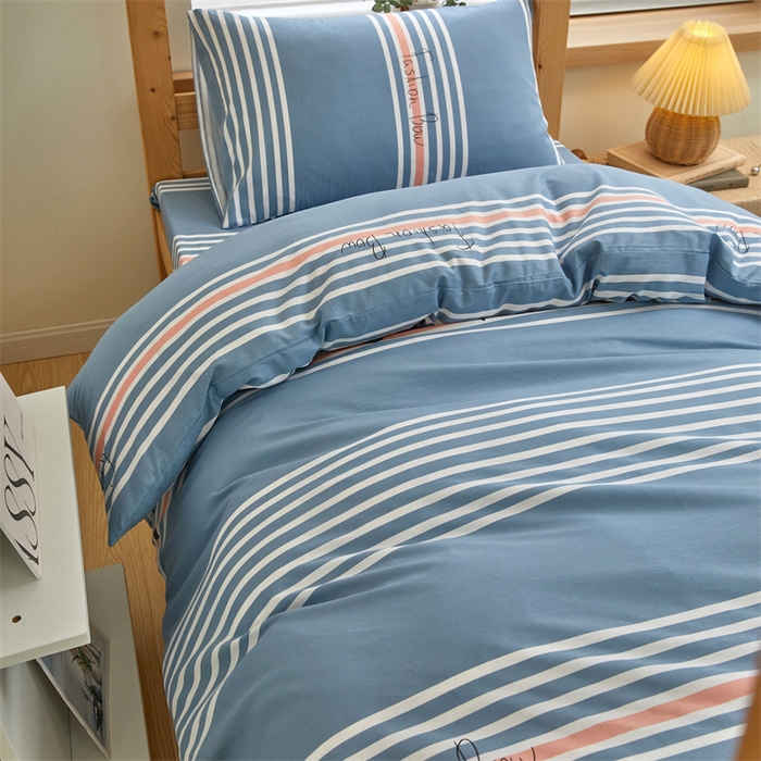 91家纺网 家纺一手货源 找家纺 杜先生 2023新款13372学生宿舍三件套纯棉三件套床单款 新都时尚-蓝