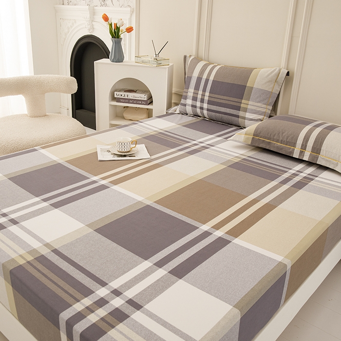 91家纺网 家纺一手货源 找家纺 新款50双股澳棉印花床笠定做定制任意尺寸 格子