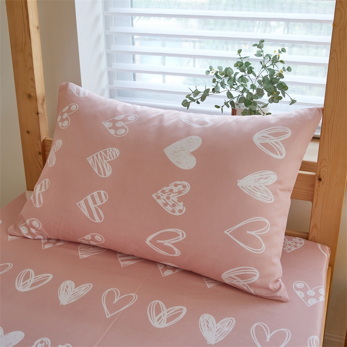 91家纺网 家纺一手货源 找家纺 杜先生 2023新款13372学生宿舍三件套纯棉三件套床单款 爱心公主-粉