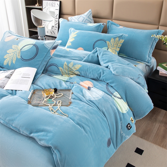 91家纺网 家纺一手货源 找家纺 优姿家纺 2024新款加厚全消光牛奶棉印花四件套 风华叶茂