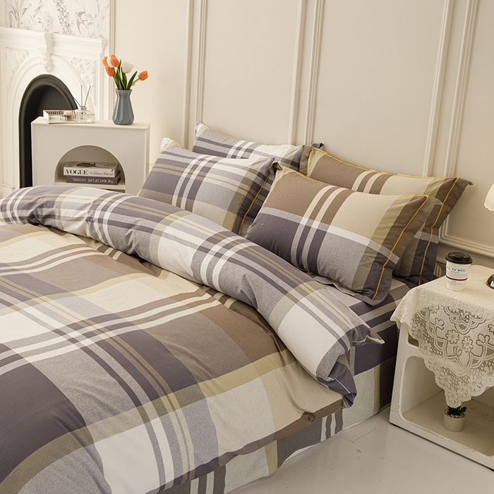 91家纺网 家纺一手货源 找家纺 新款50双股澳棉印花四件套定做任意尺寸 格子