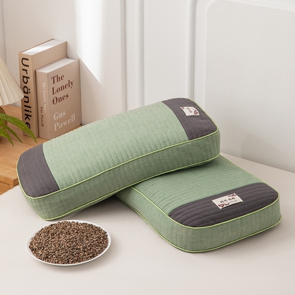 91家纺网 家纺一手货源 找家纺 织布人 2023新款荞麦枕全棉韩式砂洗面包枕全荞麦壳颈椎枕头枕芯 砂洗面包枕-绿色