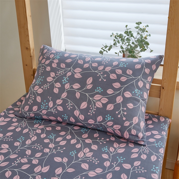 91家纺网 家纺一手货源 找家纺 杜先生 2023新款13372学生宿舍三件套纯棉三件套床单款 叶叶情深-晴