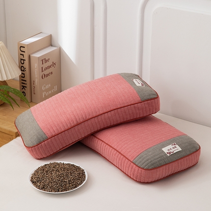 91家纺网 家纺一手货源 找家纺 织布人 2023新款荞麦枕全棉韩式砂洗面包枕全荞麦壳颈椎枕头枕芯 砂洗面包枕-桔红