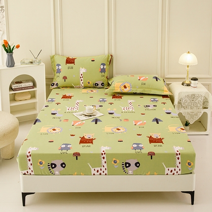 91家纺网 家纺一手货源 找家纺 新款50双股澳棉印花床笠定做定制任意尺寸 动物世界