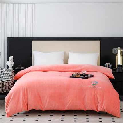 新款230克肌理纹绣花牛奶绒单被套可定做定制 肌理纹绣花-玉