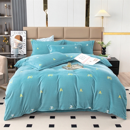 优姿家纺 2024新款加厚全消光牛奶棉印花四件套 玩趣字母