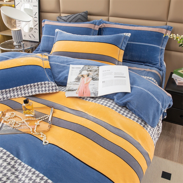 91家纺网 家纺一手货源 找家纺 优姿家纺 2024新款加厚全消光牛奶棉印花四件套 冬日暖阳