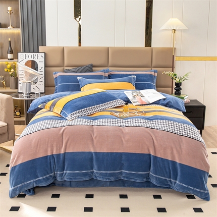 91家纺网 家纺一手货源 找家纺 优姿家纺 2024新款加厚全消光牛奶棉印花四件套 冬日暖阳