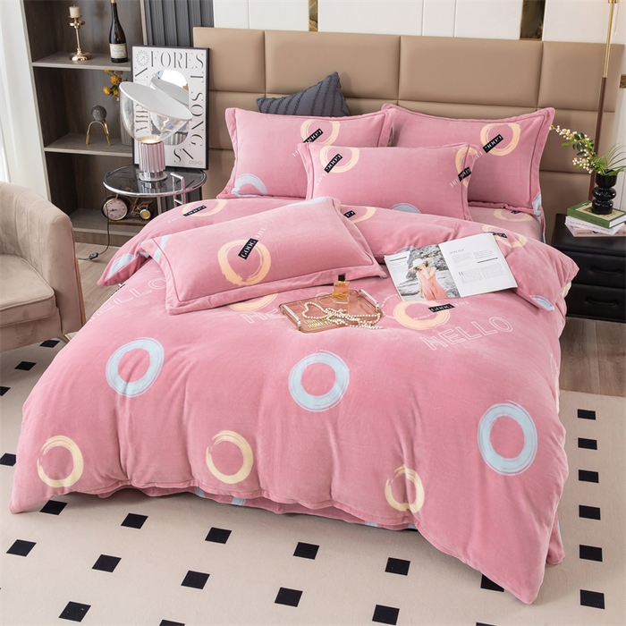 91家纺网 家纺一手货源 找家纺 优姿家纺 2024新款加厚全消光牛奶棉印花四件套 圈点时尚