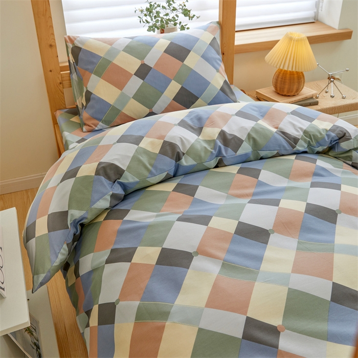 91家纺网 家纺一手货源 找家纺 杜先生 2023新款13372学生宿舍三件套纯棉三件套床单款 五彩格调