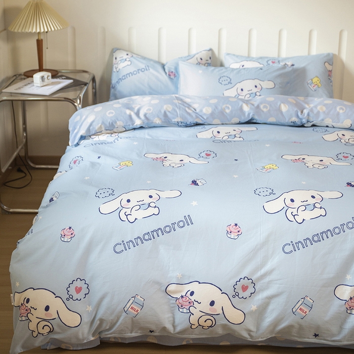 91家纺网 家纺一手货源 找家纺 博雅 2023新款三丽鸥卡通全棉四件套系列--第二批 甜品玉桂狗