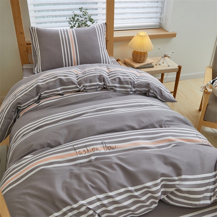 91家纺网 家纺一手货源 找家纺 杜先生 2023新款13372学生宿舍三件套纯棉三件套床单款 新都时尚-灰