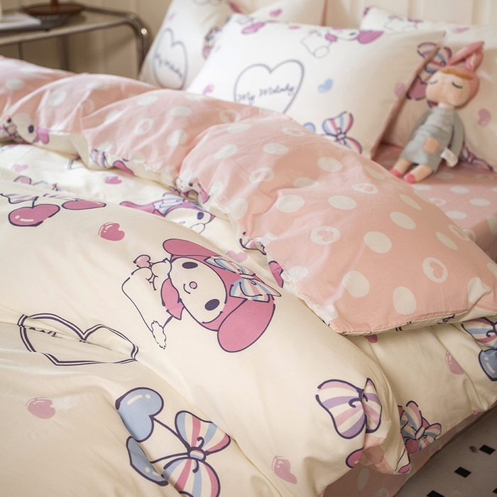 91家纺网 家纺一手货源 找家纺 博雅 2023新款三丽鸥卡通全棉四件套系列--第二批 樱桃美乐蒂