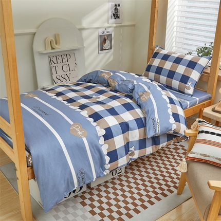 杜先生 2023新款13372学生宿舍三件套纯棉三件套床单款 博曼-蓝