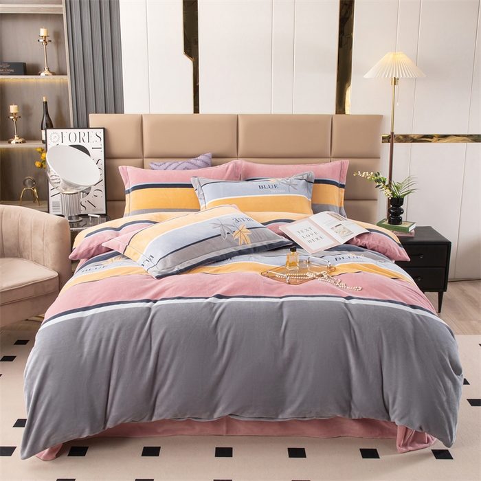 91家纺网 家纺一手货源 找家纺 优姿家纺 2024新款加厚全消光牛奶棉印花四件套 枫叶之恋