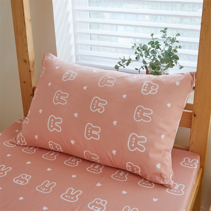 91家纺网 家纺一手货源 找家纺 杜先生 2023新款13372学生宿舍三件套纯棉三件套床单款 波比兔-粉