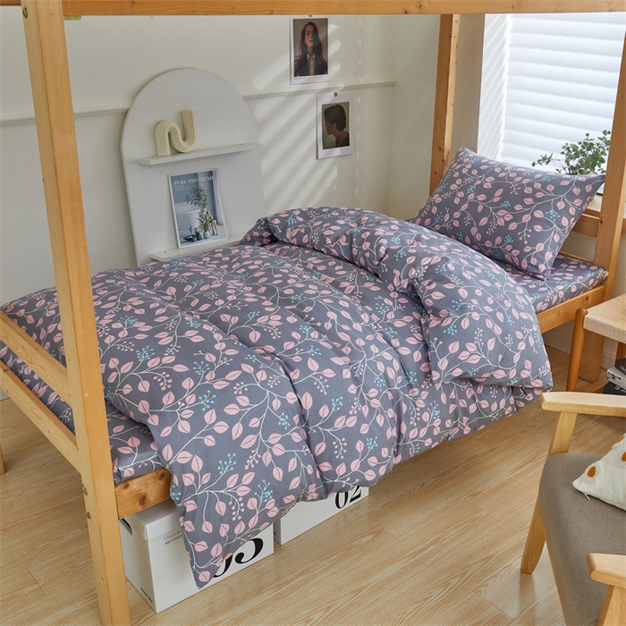 91家纺网 家纺一手货源 找家纺 杜先生 2023新款13372学生宿舍三件套纯棉三件套床单款 叶叶情深-晴