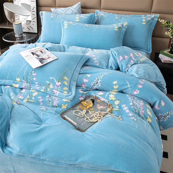 91家纺网 家纺一手货源 找家纺 优姿家纺 2024新款加厚全消光牛奶棉印花四件套 薰衣草兰