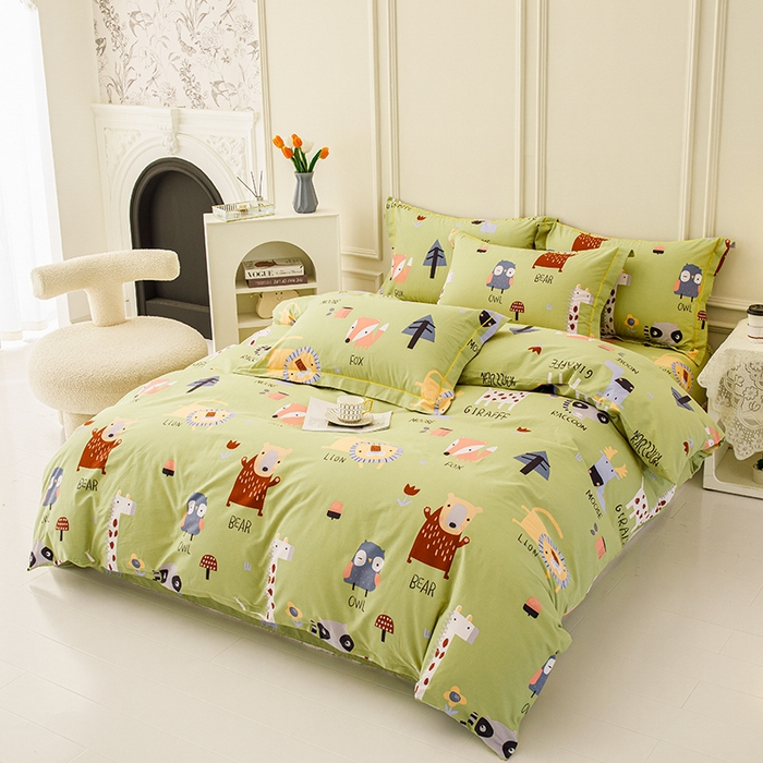 91家纺网 家纺一手货源 找家纺 新款50双股澳棉印花四件套定做任意尺寸 动物世界