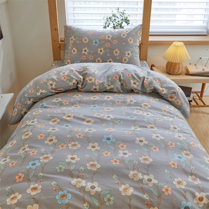 91家纺网 家纺一手货源 找家纺 杜先生 2023新款13372学生宿舍三件套纯棉三件套床单款 田园趣味