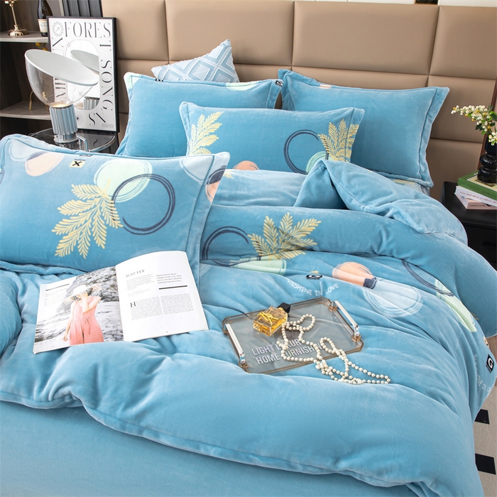 91家纺网 家纺一手货源 找家纺 优姿家纺 2024新款加厚全消光牛奶棉印花四件套 风华叶茂