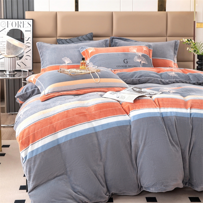 91家纺网 家纺一手货源 找家纺 优姿家纺 2024新款加厚全消光牛奶棉印花四件套 银杏叶