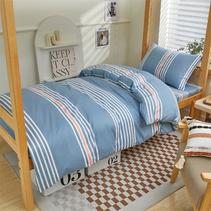 杜先生 2023新款13372学生宿舍三件套纯棉三件套床单款 新都时尚-蓝