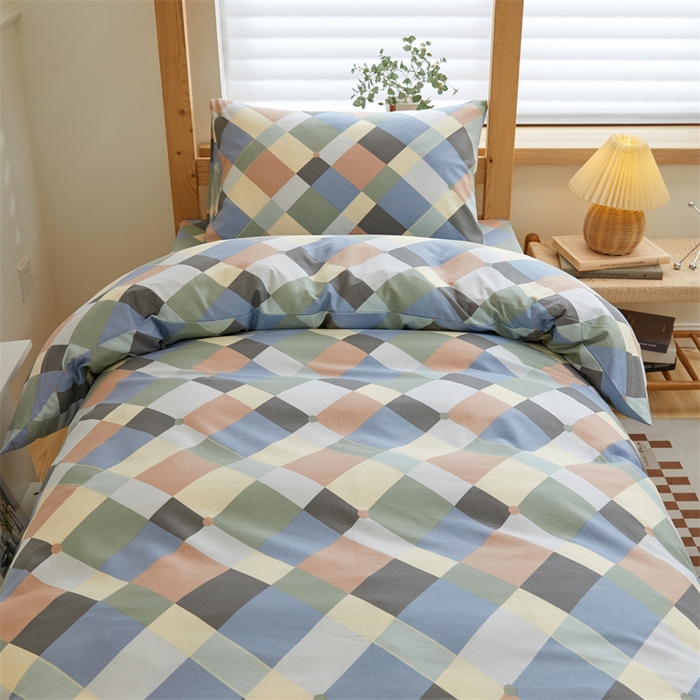 91家纺网 家纺一手货源 找家纺 杜先生 2023新款13372学生宿舍三件套纯棉三件套床单款 五彩格调