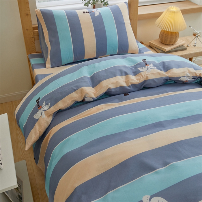 91家纺网 家纺一手货源 找家纺 杜先生 2023新款13372学生宿舍三件套纯棉三件套床单款 彩虹条