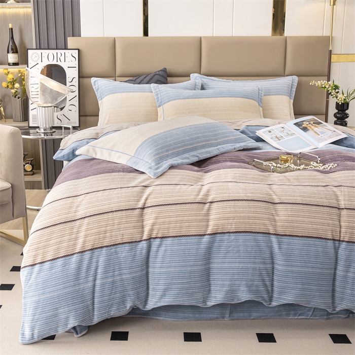 91家纺网 家纺一手货源 找家纺 优姿家纺 2024新款加厚全消光牛奶棉印花四件套 伊洛克灰