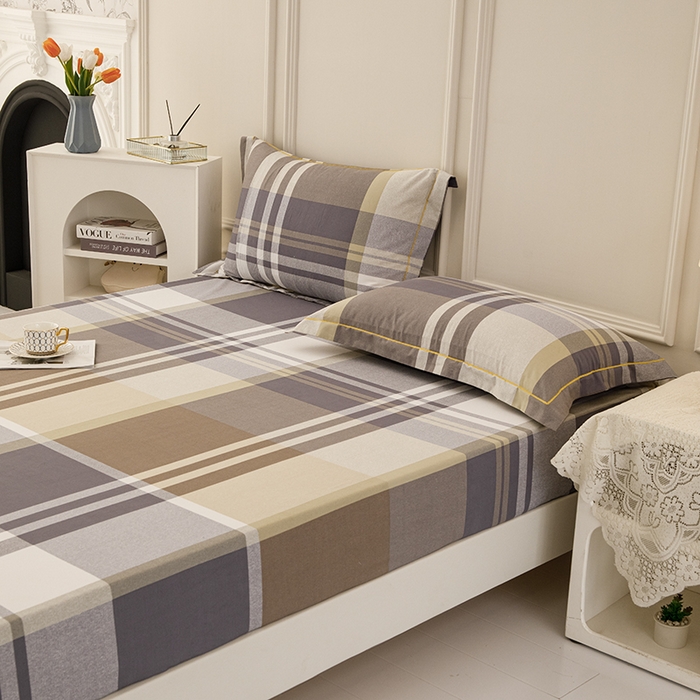 91家纺网 家纺一手货源 找家纺 新款50双股澳棉印花床笠定做定制任意尺寸 格子