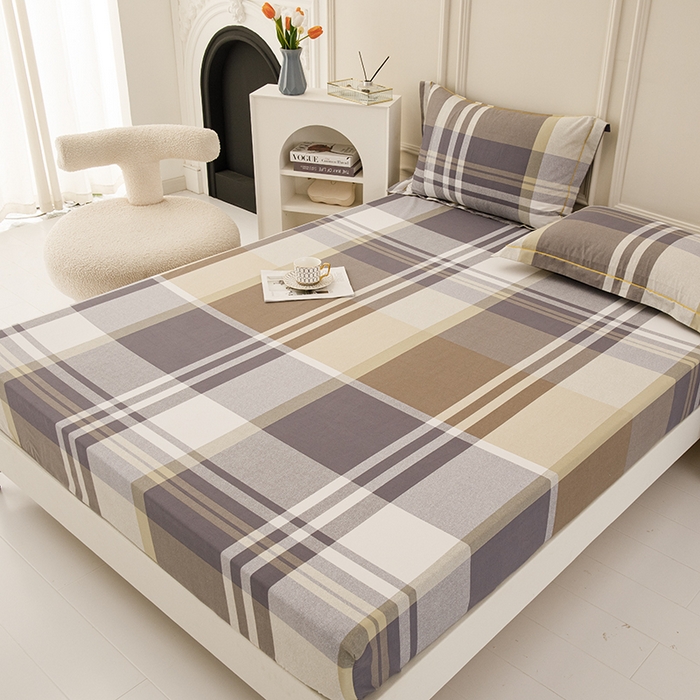 91家纺网 家纺一手货源 找家纺 新款50双股澳棉印花床笠定做定制任意尺寸 格子