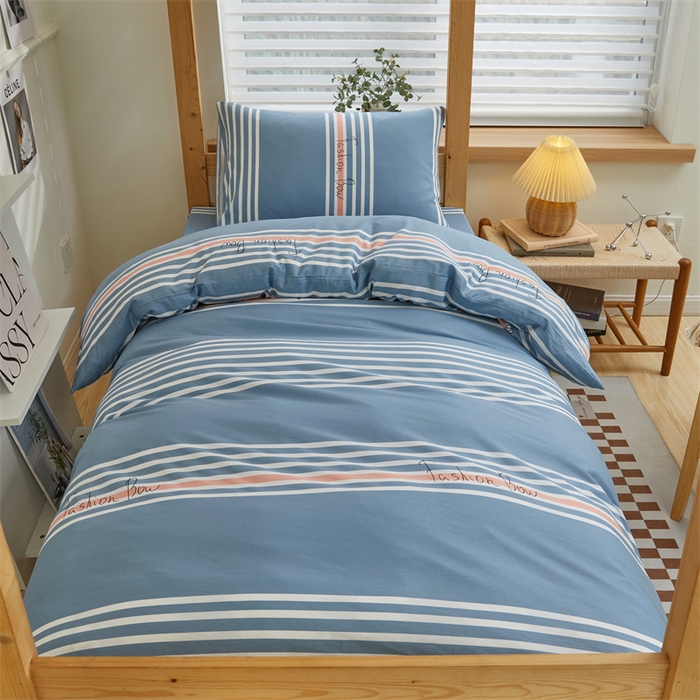 91家纺网 家纺一手货源 找家纺 杜先生 2023新款13372学生宿舍三件套纯棉三件套床单款 新都时尚-蓝