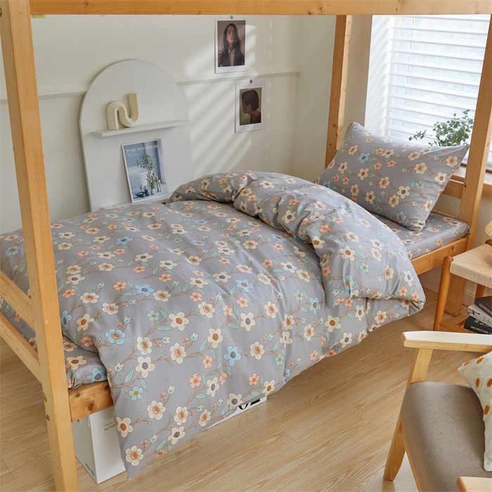 91家纺网 家纺一手货源 找家纺 杜先生 2023新款13372学生宿舍三件套纯棉三件套床单款 田园趣味