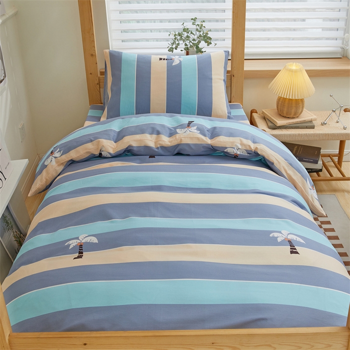 91家纺网 家纺一手货源 找家纺 杜先生 2023新款13372学生宿舍三件套纯棉三件套床单款 彩虹条