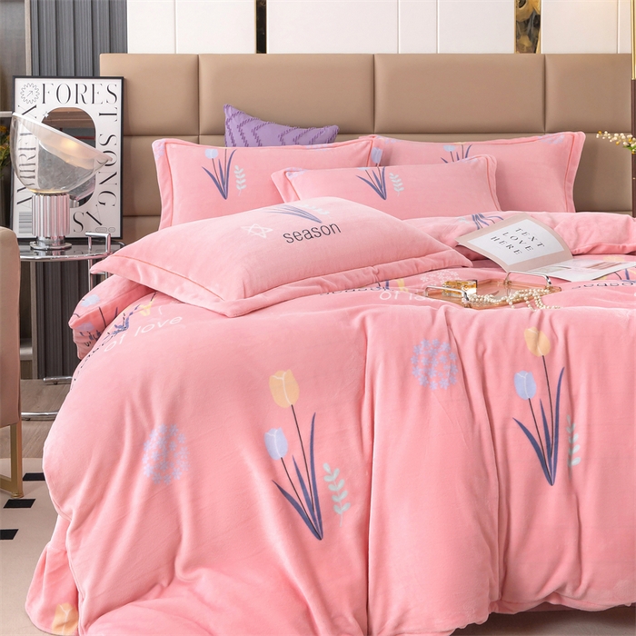 91家纺网 家纺一手货源 找家纺 优姿家纺 2024新款加厚全消光牛奶棉印花四件套 克拉恋人